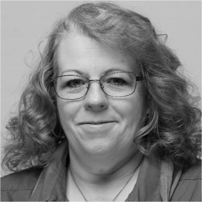 Headshot of Kimberly Lancaster, greyscale