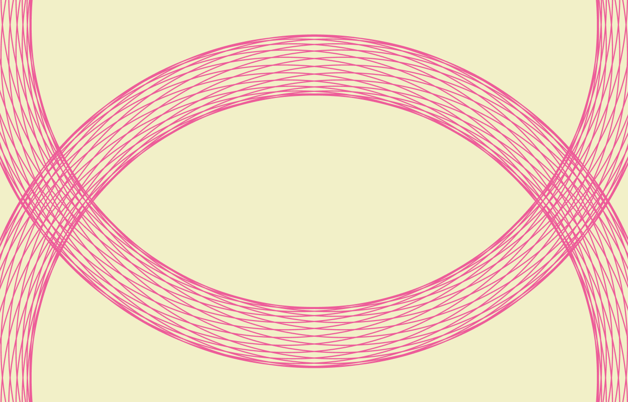 Magenta circular line graphic on a beige background